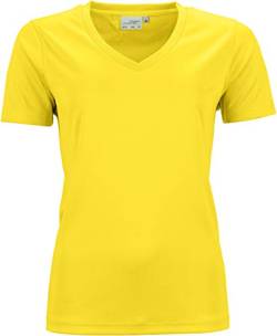 James & Nicholson Damen Ladies' Active-V T-Shirt, Gelb (Yellow), 42 (Herstellergröße: XXL) von James & Nicholson