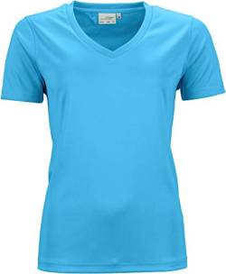 James & Nicholson Damen Ladies' Active-V T-Shirt, Türkis (Turquoise), 44 (Herstellergröße: 3XL) von James & Nicholson