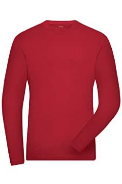 James & Nicholson Herren Bio Workwear Long-Stretch - Langarm Shirt aus Bio-Baumwolle mit Elasthan | Farbe: red | Grösse: L von James & Nicholson