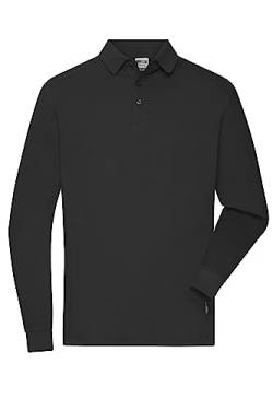 James & Nicholson Herren Bio Workwear Longsleeve Polo - Strapazierfähiges Langarm Poloshirt aus Bio-Baumwolle | Farbe: black | Grösse: 3XL von James & Nicholson