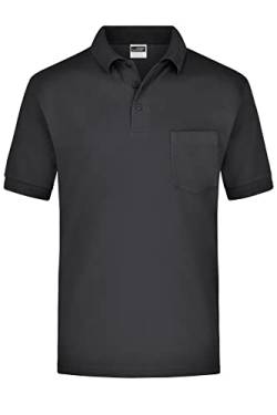 James & Nicholson Kurzarm Poloshirt mit Brusttasche - Klassisches Herrenpolo aus feiner Piqué-Qualität | Farbe: black | Grösse: XL von James & Nicholson