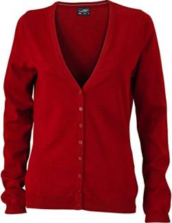 Ladies V-Neck Cardigan - taillierter Damen Cardigan mit V-Neck JN660 M,Bordeaux von James & Nicholson