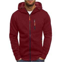 Jamicy Hoodie Herren Sweatjacke Male Kapuzenpullover mit Reißverschluss Classic Pullover mit Kapuze Einfarbig Sweatshirt Basic Sportjacke Cardigan Jacke Meine Bestellungen Anzeigen Wein XL von Jamicy