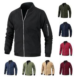 Jamicy Sweatjacke Herren Ohne Kapuze Übergangsjacke mit Reissverschluss Einfarbig Cardigan Freizeitjacke Klassisch Stehkragen Regular fit Trainingsjacke Blitzangebote Des Tages Schwarz 6XL von Jamicy