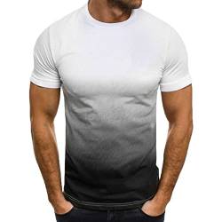 T-Shirts für Herren Sommer Kurzarm Basic Herren Tshirt Casual Rundhals Tee Shirts 3D Druck Gradient Oberteile Leicht Baumwolle Männer T Shirt Regular Fit Tops Angebote Weiß L von Jamicy