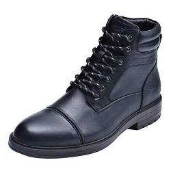 Jamron Herren Klassisch Echtleder Stiefeletten Reißverschluss Chukka Stiefel mit Warmes Flanellfutter Schwarz EU44 von Jamron