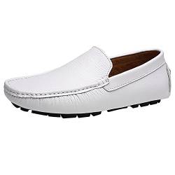 Jamron Herren Kunstleder Stilvoll Mokassin Loafers Penny Loafers Weiß SN9100 EU40 von Jamron