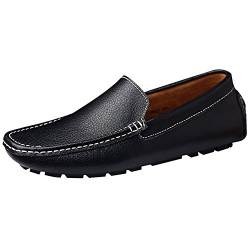 Jamron Herren Kunstleder Stilvoll Mokassin Loafers Penny Loafers Schwarz SN9100 EU44.5 von Jamron