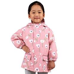 Jan & Jul Kinder Regenjacke für Kleinkinder Mädchen, Wasserdicht Fleece-gefütterte Jacke (Weiße Tulpe, 3 Jahre) von Jan & Jul