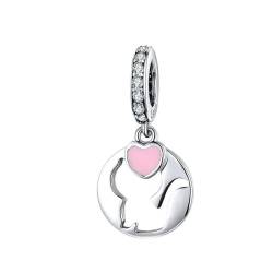 Jane Aigle Rosa Zirkon Haustier Pfote Anhänger Charms 925 Sterling Silber Herz Form Hohle Perlen Für Frauen Armband Und Halskette Anhänger Perlen von Jane Aigle