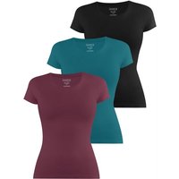 Janice Kurzarmshirt 3 x Damen T-Shirt Nysa Figurbetontes Shirt aus Baumwolle von Janice