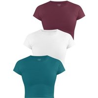 Janice Kurzarmshirt 3 x Damen crop T-Shirt hochgeschlossen Nerano Kurzes Shirt aus Baumwolle von Janice