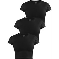 Janice Kurzarmshirt 3 x Damen crop T-Shirt hochgeschlossen Nerano Kurzes Shirt aus Baumwolle von Janice