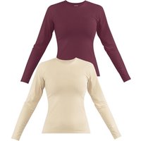 Janice Langarmshirt 2 x Damen Langarmshirt hochgeschlossen Niska Figurbetonter Pullover aus Baumwolle von Janice