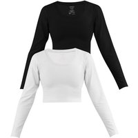 Janice Langarmshirt 2 x Damen crop Langarmshirt Nerja Kurzer Pullover aus Baumwolle von Janice