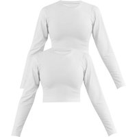 Janice Langarmshirt 2 x Damen crop Langarmshirt hochgeschlossen Noia Figurbetonter kurzer Pullover aus Baumwolle von Janice