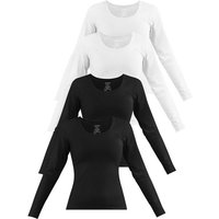 Janice Langarmshirt 4 x Damen Langarmshirt Nimes Figurbetonter Pullover aus Baumwolle von Janice