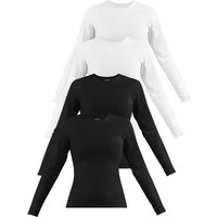 Janice Langarmshirt 4 x Damen Langarmshirt hochgeschlossen Niska Figurbetonter Pullover aus Baumwolle von Janice