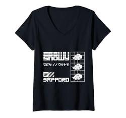 Damen Japanische Streetwear Retro Sapporo Japan Vintage Grafik T-Shirt mit V-Ausschnitt von Japan Urban Fashion