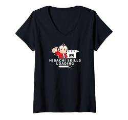 Damen Hibachi Skills Wird geladen | Lustiges Hibachi T-Shirt mit V-Ausschnitt von Japanese Cuisine Teppanyaki Hibachi Chef