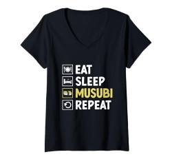 Damen Eat Sleep Musubi Repeat Hawaii Japanisches Essen Reis T-Shirt mit V-Ausschnitt von Japanese Food Gift For A Musubi Lover