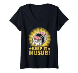 Damen Keep It Musubi Hawaii Japanisches Essen Reis T-Shirt mit V-Ausschnitt von Japanese Food Gift For A Musubi Lover