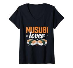 Damen Musubi Lover Hawaii Japanisches Essen Reis T-Shirt mit V-Ausschnitt von Japanese Food Gift For A Musubi Lover