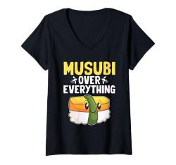 Damen Musubi Over Everything Hawaii Japanisches Essen Reis T-Shirt mit V-Ausschnitt von Japanese Food Gift For A Musubi Lover