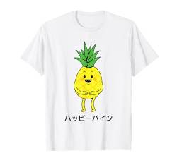 Lächelnde Ananas Cartoon Japanischer Text Niedlich Tropisch Lustig T-Shirt von Japanese Lover Japan Souvenir Shirt