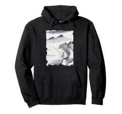 Fisherman Sumi-e Japanische Kunst – Vintage Angler Grafik Pullover Hoodie von Japanese Merchandise Apparel Gifts