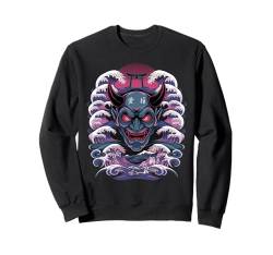 Japanische Oni Maske Dämon Sad Aesthetic Edgy Streetwear Sweatshirt von Japanische Tshirt Motiv Oni Schriftzeichen Japan