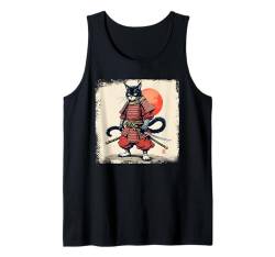 Samurai Katze Ukiyo-E Vintage Art Japan Katzen Retro Grafik Tank Top von Japanische Warrior Katze Anime Manga Design Outfit