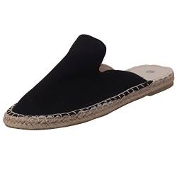 Japanwelt Damen Espadrilles Canvas Pantoffeln Schwarz - Flache Slipper Sommerschuhe Clogs Größe 39 von Japanwelt