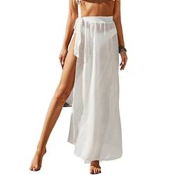 Jarseila Damen Sarong Lang Strandkleider Pareo für den Strand Cover Up Badeanzug Vertuschung Chiffon Wickelröcke 2024 Sommer #A-Weiß von Jarseila