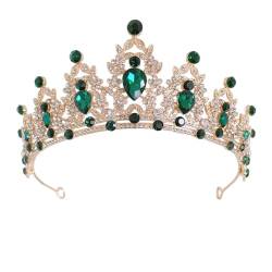 Jascatin Gold Tiara Hochzeit Kronen für Frauen Strass Königin Prinzessin Krone Geburtstag Tiara Stirnbänder für Prom Braut Party Kostüm (Grün) von Jascatin