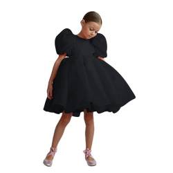 Festliches Kleid Mädchen,Einfarbiges Bauschiger Partykleid,Kurz Puffärmeln Ballkleid,Mode Prinzessin Kleid,Einfach Abendkleid,Elegant A-Linie Kleid,Lose Performance-Kleid Taufkleid Festkleid von Jaskdconsy