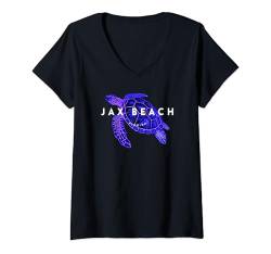 Damen Jax Beach Florida Vacation Jacksonville FL Meeresschildkröte T-Shirt mit V-Ausschnitt von Jax Beach Florida FL Jacksonville Vintage Apparel