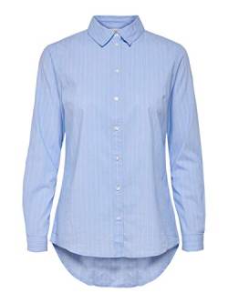 JDY Damen JDYMIO L/S Shirt WVN NOOS Bluse, Blau (Cashmere Blue Stripes: Cloud Dancer), 34 von JdY