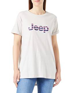 JEEP Damen J WOMAN OVERSIZE Striped Print Turn-up Sleeve J22W T-Shirt, Light Graystone, Medium von Jeep