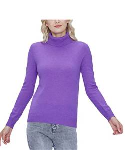 Jegsnoe Kaschmirpullover Damen Rollkragenpullover Merinowolle Herbst Winter Strickpullover Purple S von Jegsnoe