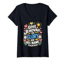 Damen Jehovahs Witness 2025 Year Text Give Jehovah Glory JW ORG JW T-Shirt mit V-Ausschnitt von Jehovah Witnesses Gifts Pioneer Gifts JW Gift Shop