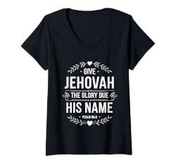 Damen Jehovahs Witness 2025 Year Text Give Jehovah Glory JW ORG JW T-Shirt mit V-Ausschnitt von Jehovah Witnesses Gifts Pioneer Gifts JW Gift Shop