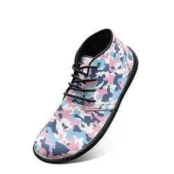 Jeiento Herren Barfußschuhe Camouflage - Breite Zehenbox Camo Zero Drop Sole Walkingschuhe, Pink/Camouflage, 39 EU von Jeiento