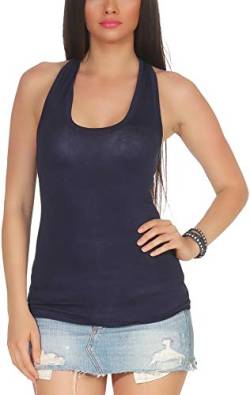 Jela London Damen Basic Träger Tank Top Racerback Ringerrücken Scoop U-Ausschnitt, Dunkelblau 32-36 von Jela London