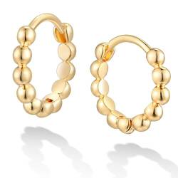 Jenosy 14K Vergoldete Ohrringe Gold Huggie Gefüllt Klein Einfach Hypoallergene Geometrischer Schmuck Geschenk für Frauen von Jenosy