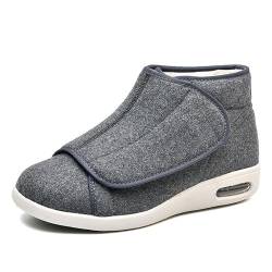 Jesajemi Diabetiker Schuhe Herren Schuhe für Geschwollene Füße Diabetiker Winterschuhe Herren Extra Weit Senioren Hausschuhe mit Klettverschluss Winter Boots(Gray,42 EU) von Jesajemi