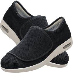 Jesajemi Extra breite schuhe damen Diabetiker schuhe herren Chaussures Orthopédiques Femme schuhe für geschwollene füße herrenschuhe mit klettverschluss senioren hausschuhe herren(Black,48 EU) von Jesajemi