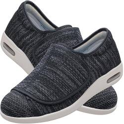 Jesajemi Extra breite schuhe damen Diabetiker schuhe herren Chaussures Orthopédiques Femme schuhe für geschwollene füße herrenschuhe mit klettverschluss senioren hausschuhe herren(BlackGrey,41 EU) von Jesajemi