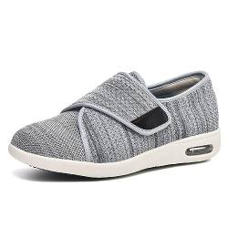 Jesajemi Senioren schuhe mit klettverschluss schuhe breite füße herren senioren hausschuhe damen schuhe für geschwollene füße(Light Gray,48 EU) von Jesajemi