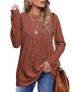 Jescakoo Damen Pullover Casual Rundhals Langarmshirt Leichtes Herbst Strickpullover Winer Oberteile Karamell S von Jescakoo